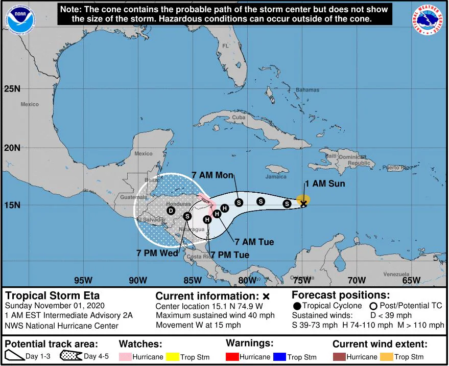 Se forma la Tormenta Tropical Eta y probable huracán. ¿ Se iguala a la